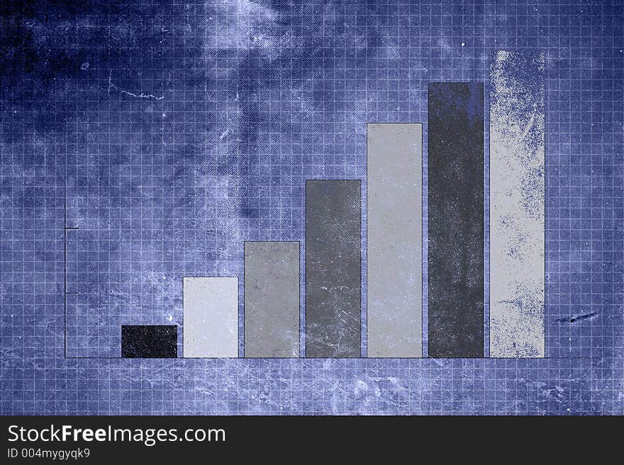 Grunge Textured Business chart. Flip the image around to show the decline of the market.