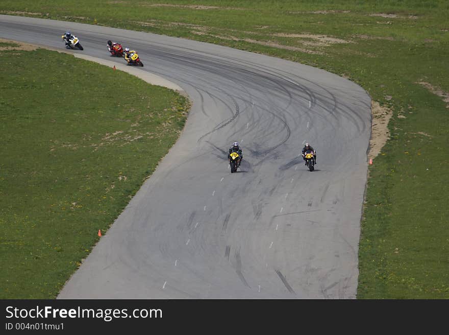 Racing Sport Bikes in a race