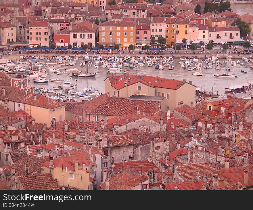 Rovinj - old town boat bay and promenade