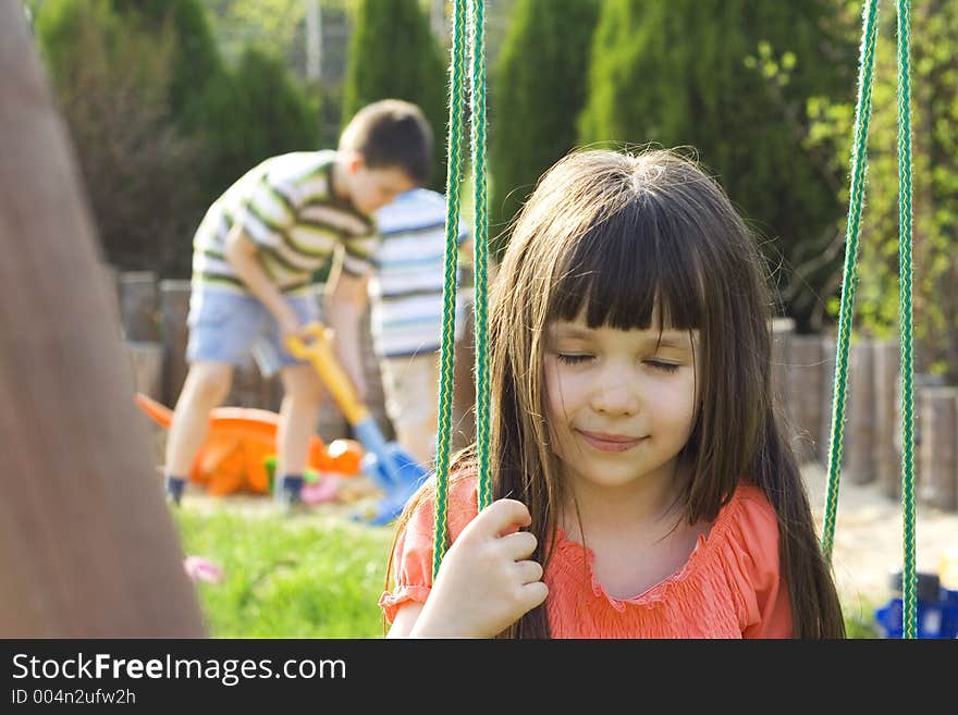 Children in garden. Children in garden