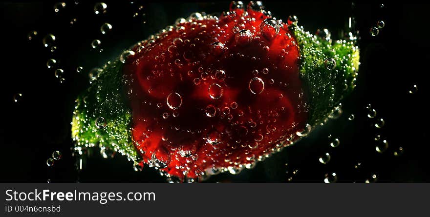 Peppers connected in mineral water