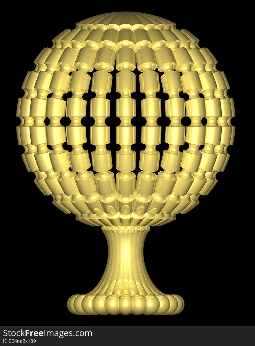 Globe made with golden pipes. Globe made with golden pipes