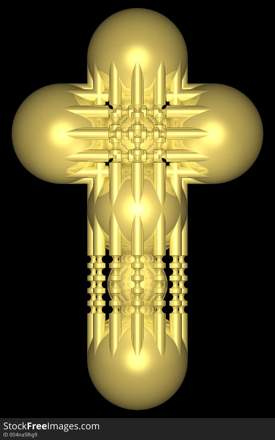 Golden Cross in bars and spheres. Golden Cross in bars and spheres