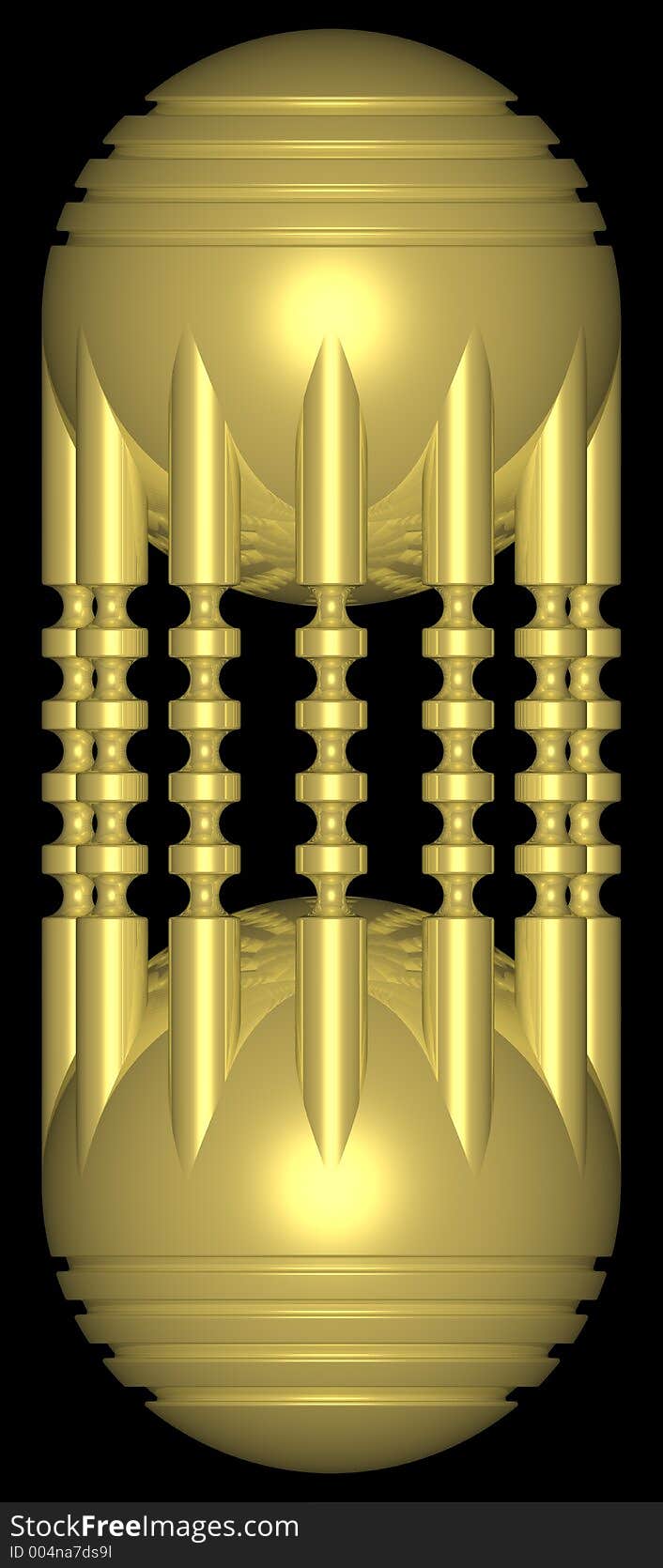 Spheres joined for golden bars. Spheres joined for golden bars