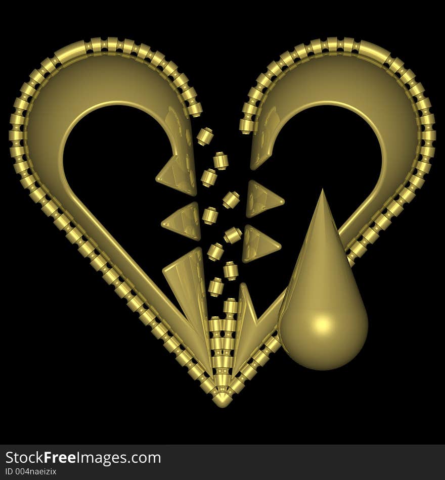 Golden metal Heart. Golden metal Heart