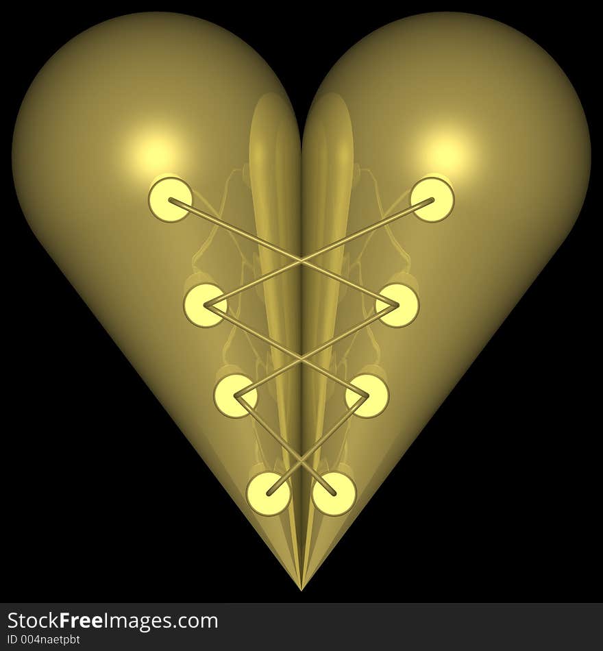 Golden metal Heart. Golden metal Heart