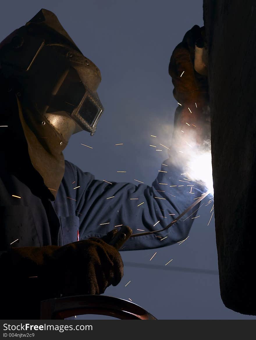 Welding at night. Welding at night