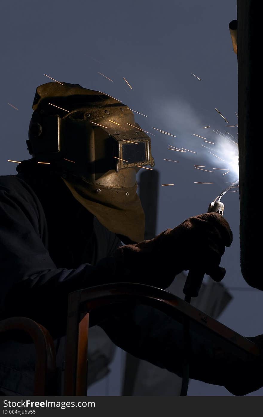 Welding at night. Welding at night