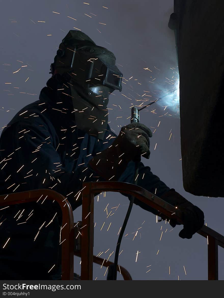 Welding at night. Welding at night