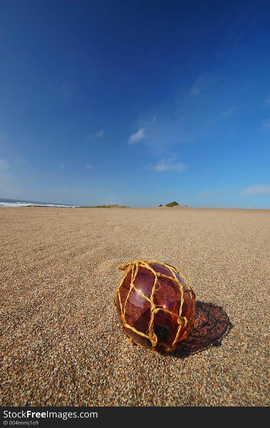 Japenese Fishing float on the beach. Japenese Fishing float on the beach