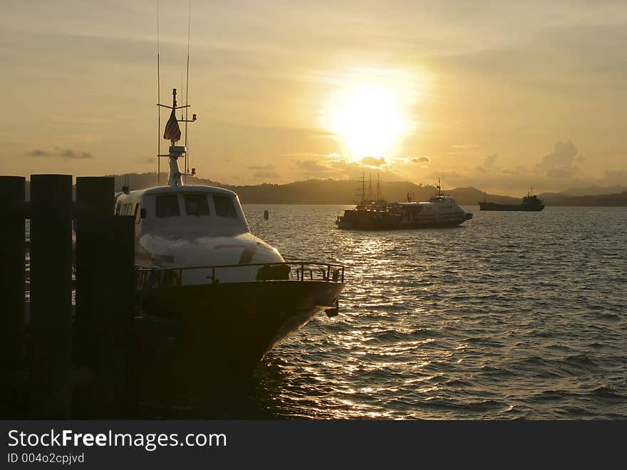 Passenger Ferry and Boats near Langkawi Island Ferry Terminal, Malaysia. Passenger Ferry and Boats near Langkawi Island Ferry Terminal, Malaysia