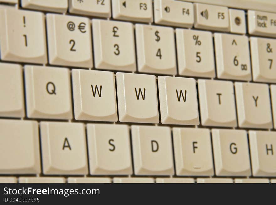 Keyboard showing the letters www. Keyboard showing the letters www