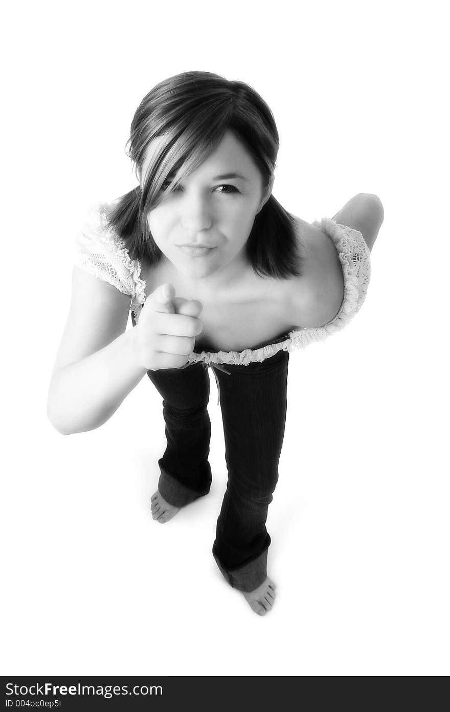 Angry Young Woman Pointing Towards Camera