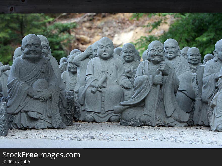 Figures inside the japanese temple. Figures inside the japanese temple