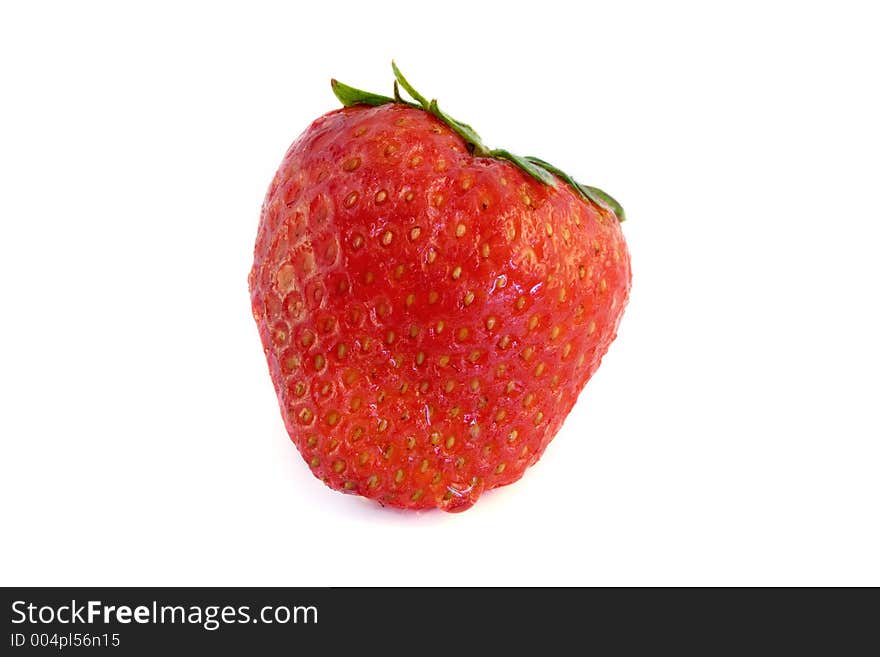 Wet Strawberry on white background