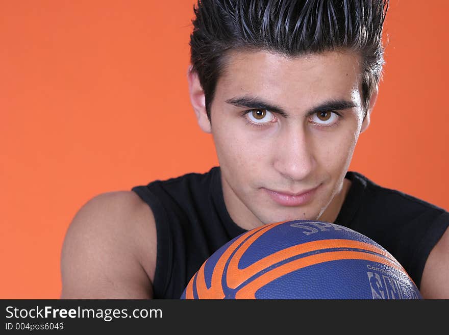 Young boy holding basketball. Young boy holding basketball