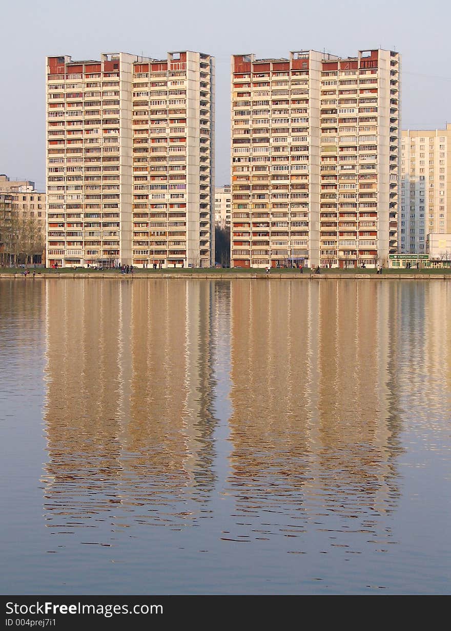 Houses and reflections. Houses and reflections.