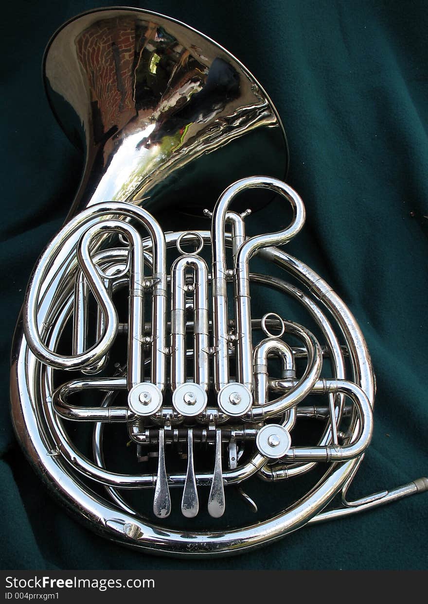 Close up brass french horn