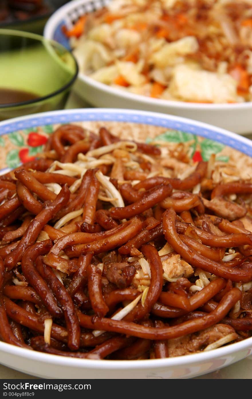 Chinese stir-fried Udon black noodles. Chinese stir-fried Udon black noodles