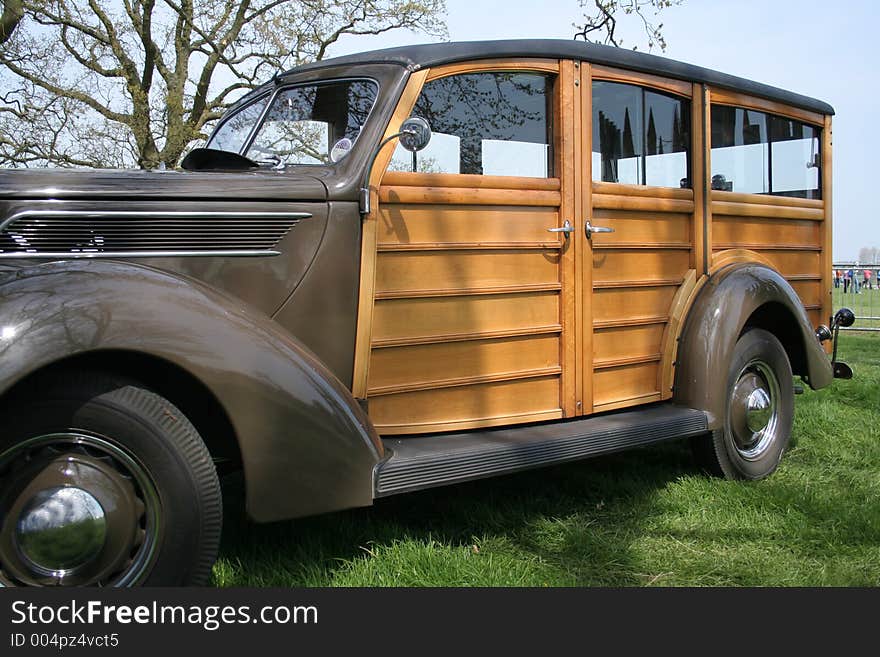 Vintage car with wooden doors and panelling. Vintage car with wooden doors and panelling