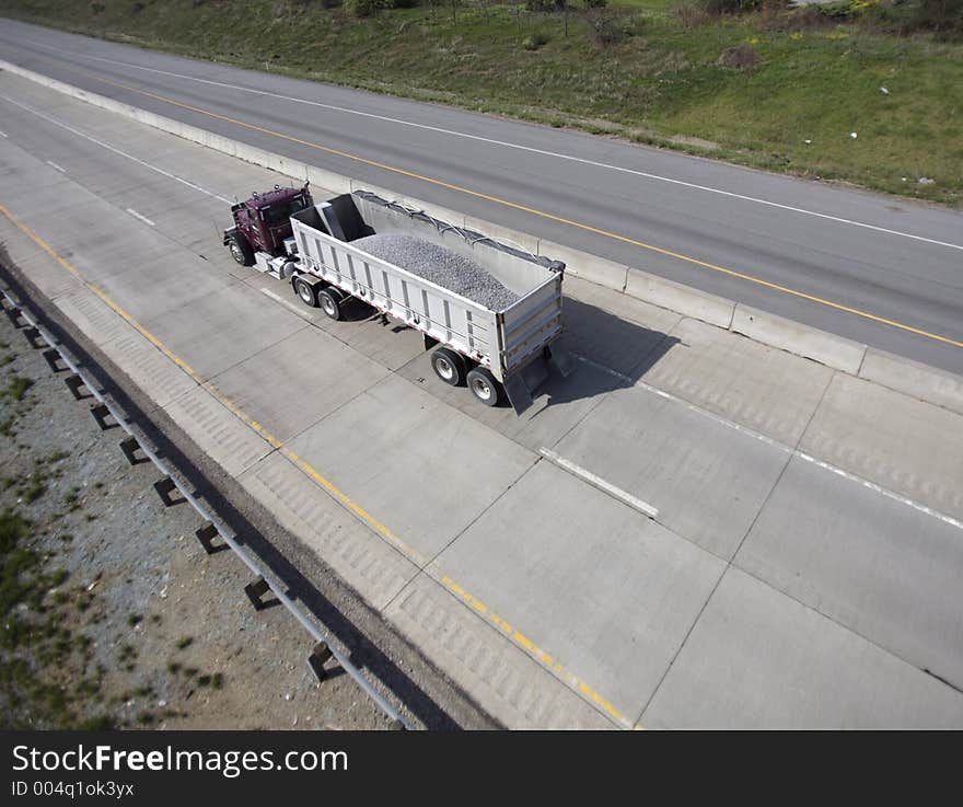 Dump Truck on the Highway (Wide Angle)