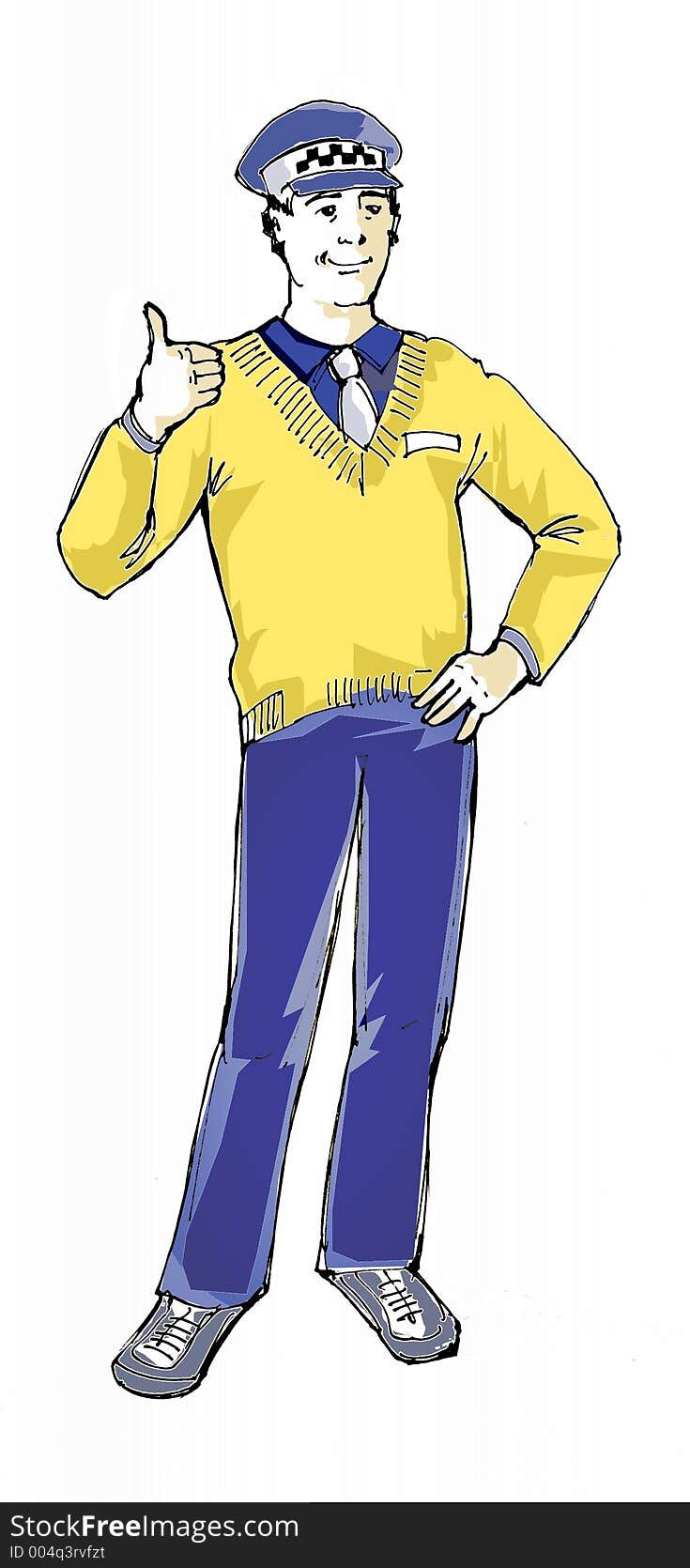 Taxi driver in yellow sweater