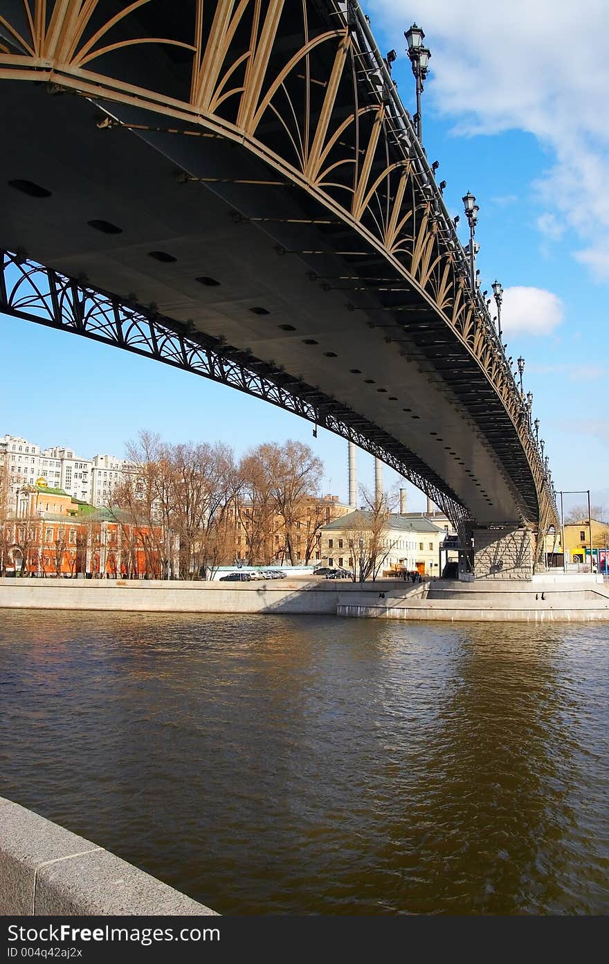 Moscow city, river and bridge. Russia.