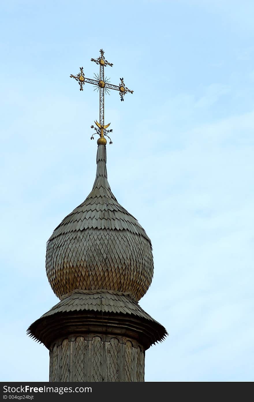 Christian church ancient wooden dome with cross Kiev Ukraine. Christian church ancient wooden dome with cross Kiev Ukraine