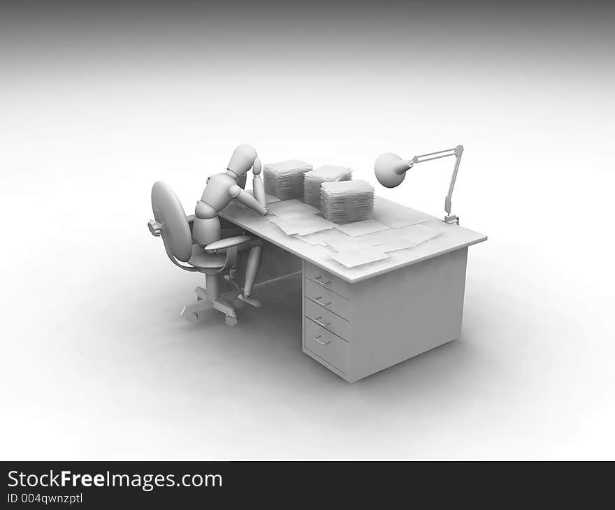 3D render showing someone overworked