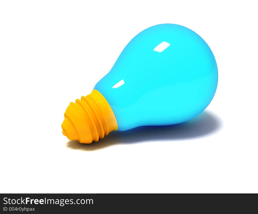 A lit plastic toy lightbulb. A lit plastic toy lightbulb