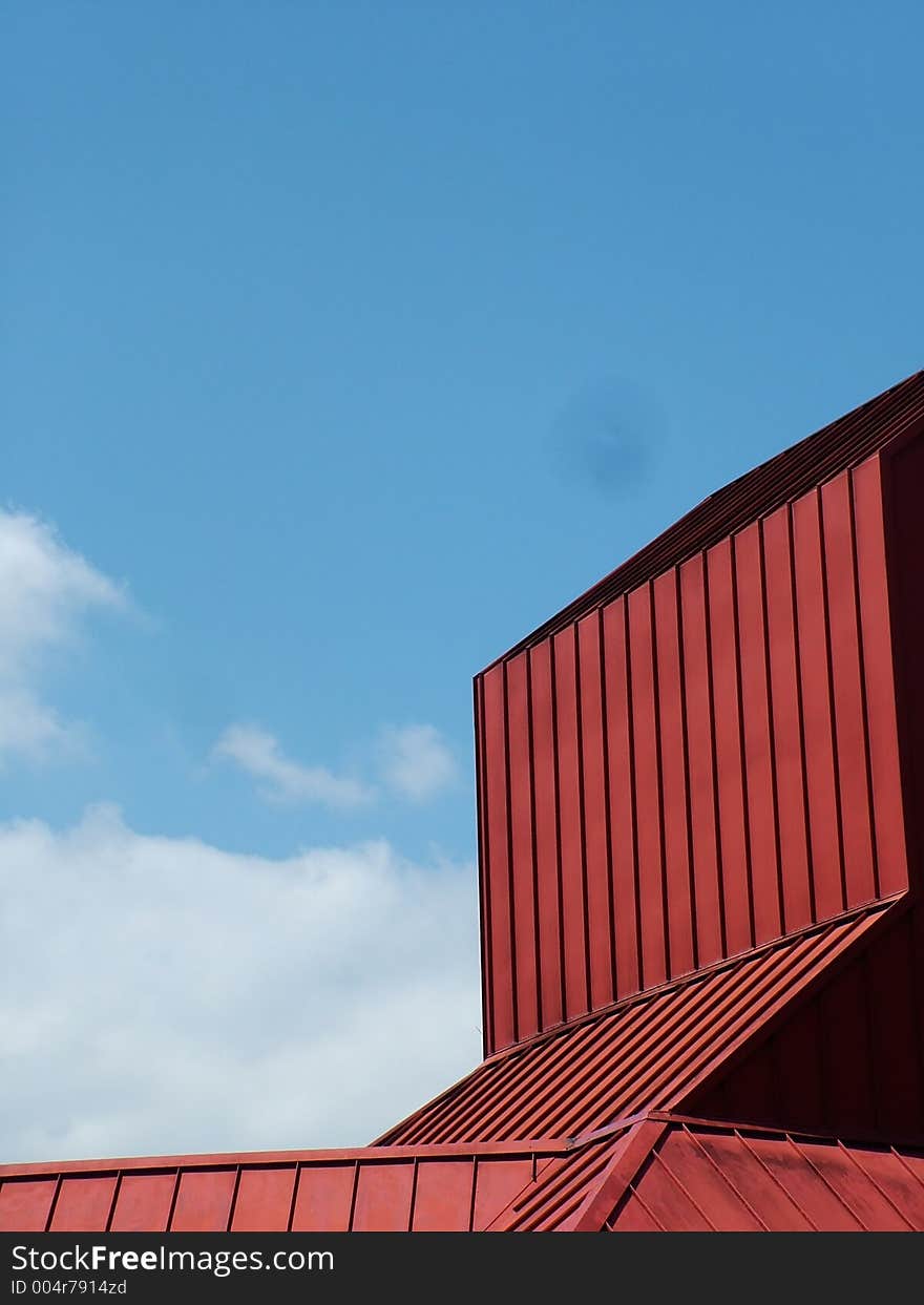 Red barn against bright blue sky. Red barn against bright blue sky