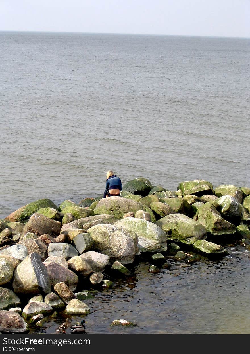 Women sitting on the stone-way. Women sitting on the stone-way