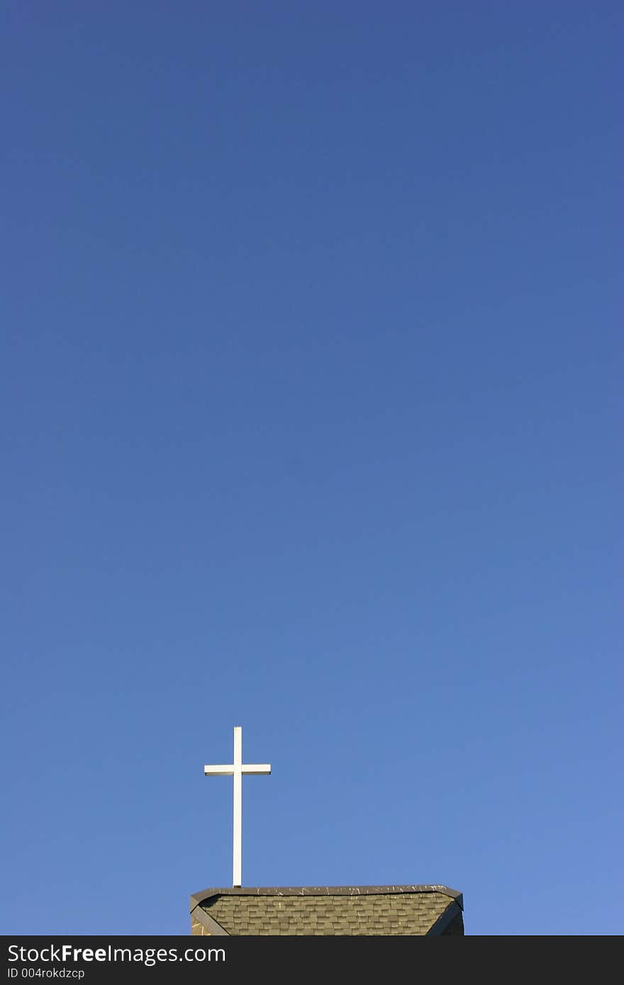 White cross with sky, vertical. White cross with sky, vertical.