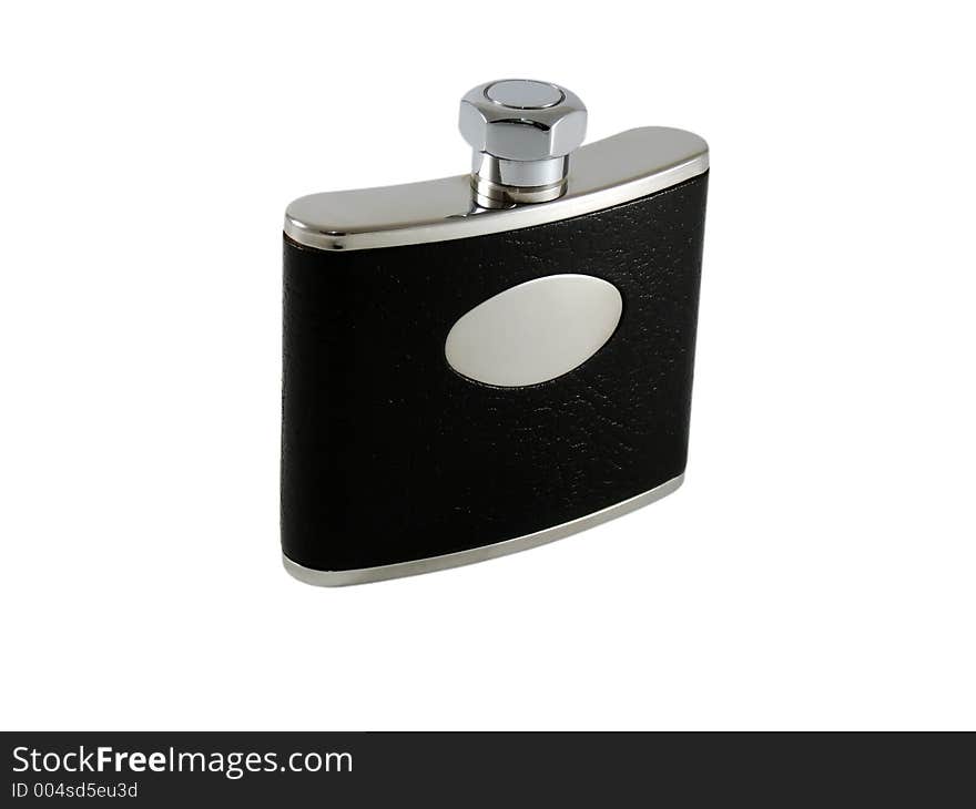 Hipflask over white with space for name,with clipping path. Hipflask over white with space for name,with clipping path