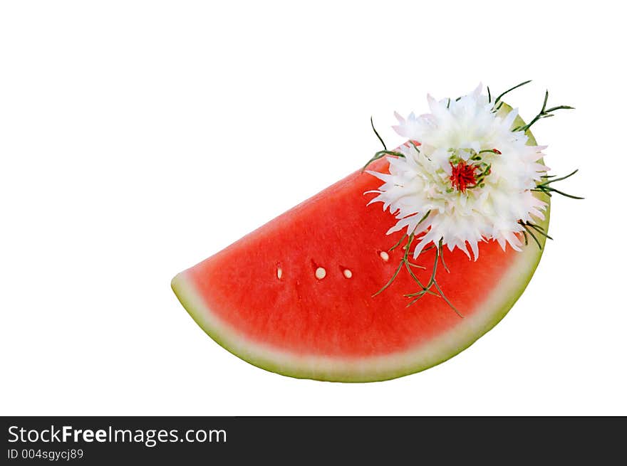 Slice of a watermelon with flower