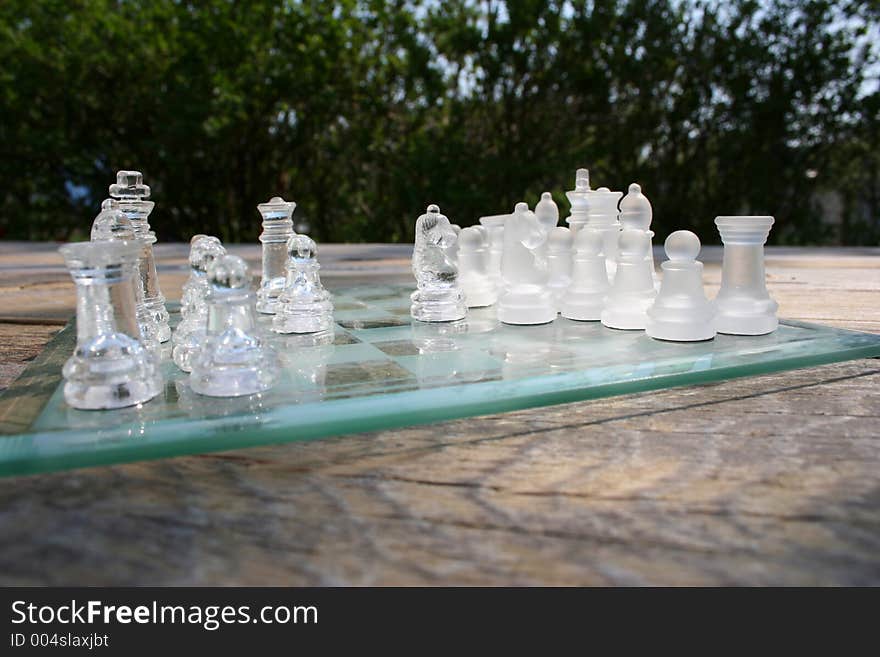 Chess in the garden. Chess in the garden