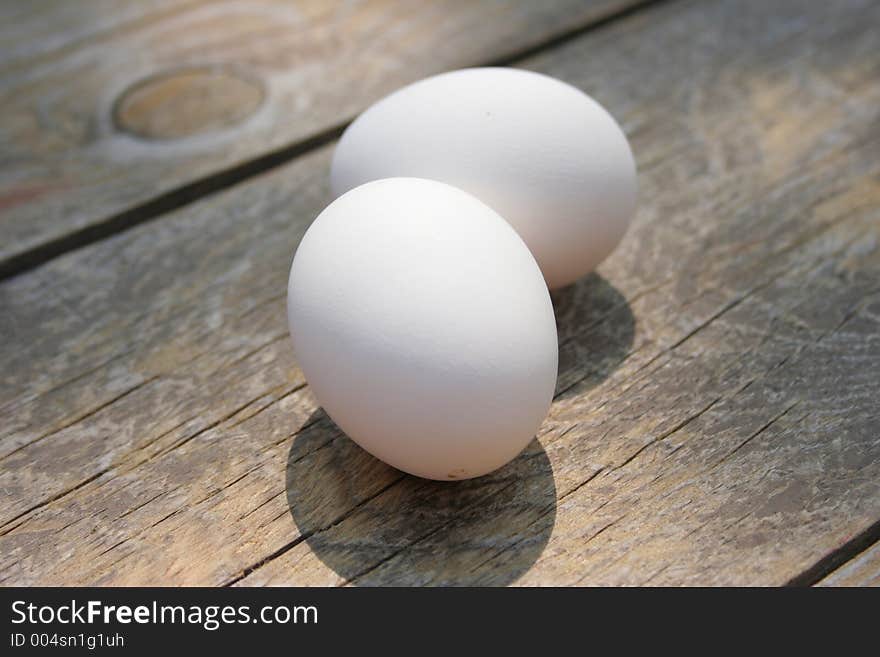 Two white eggs. Two white eggs