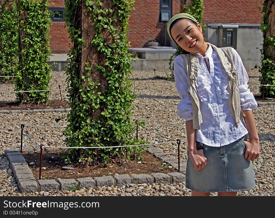 Korean woman wearing casual clothing. Korean woman wearing casual clothing