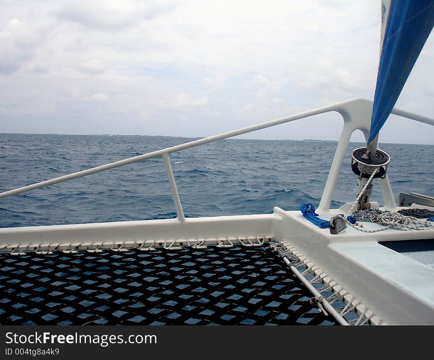 View from a catamaran out to the Carribean sea. View from a catamaran out to the Carribean sea