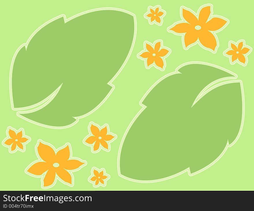 Orange floral leaves design