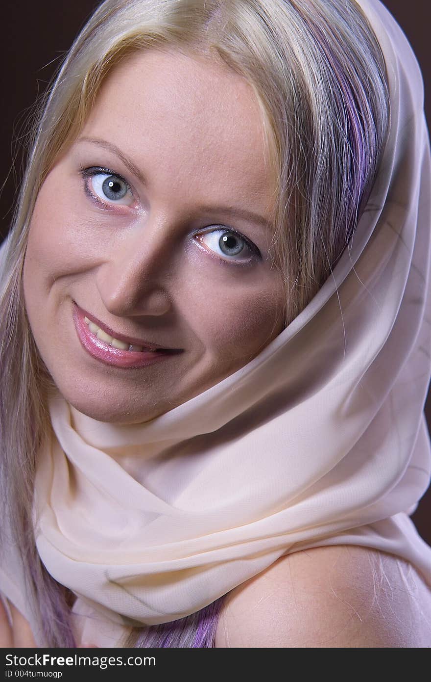 Portrait of attractive young woman with violet hair. Portrait of attractive young woman with violet hair