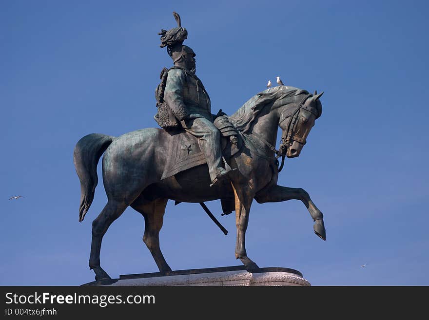 Rome - Statue Of Horse With Birds