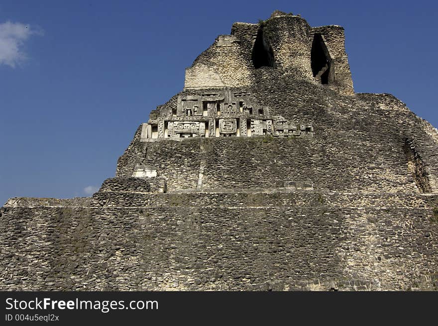 Mayan temple in Belize with ancient carvings