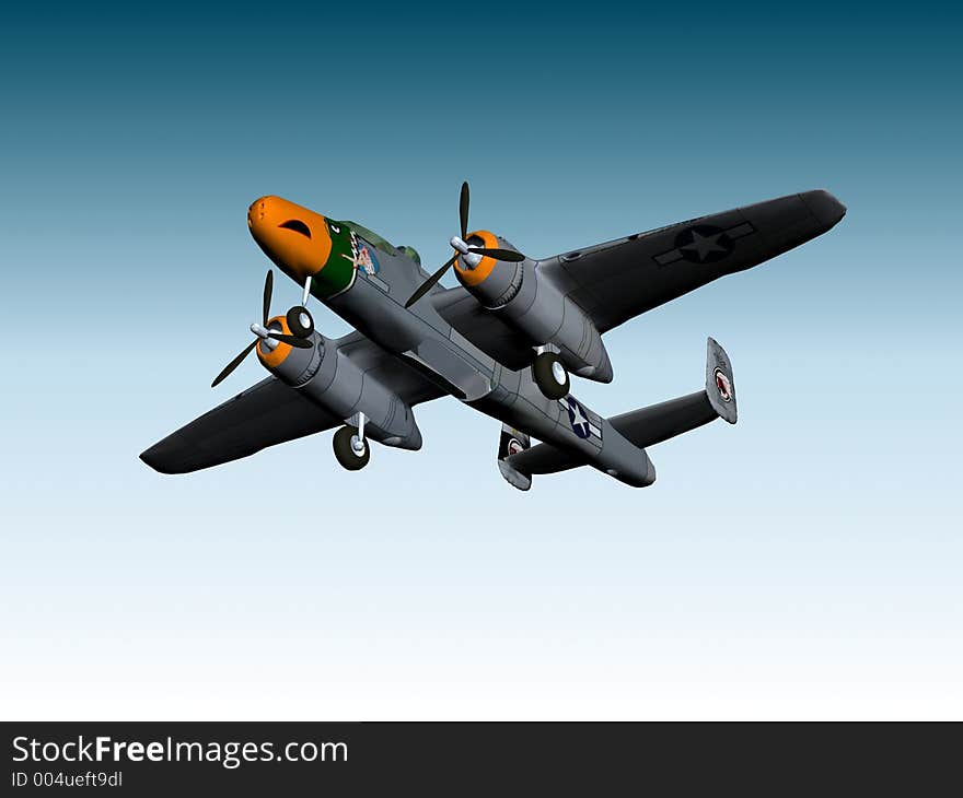 B25-J BOMBER RENDER. WORLD WAR 2