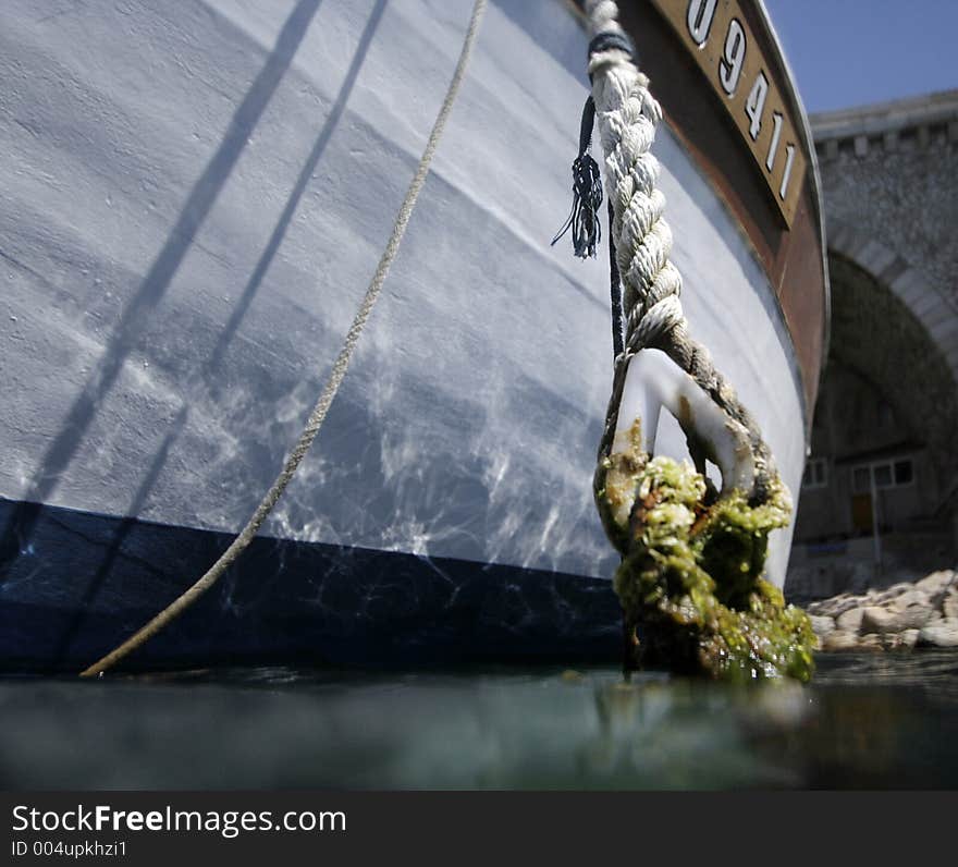 Tied up boat