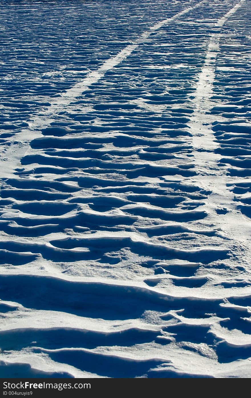 Tire tracks on snow. Tire tracks on snow