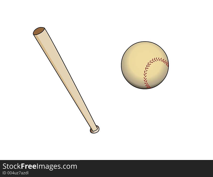 Baseball bat and ball illustration. Baseball bat and ball illustration