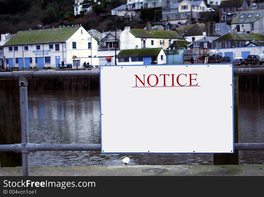 Blank Notice by the Harbor.