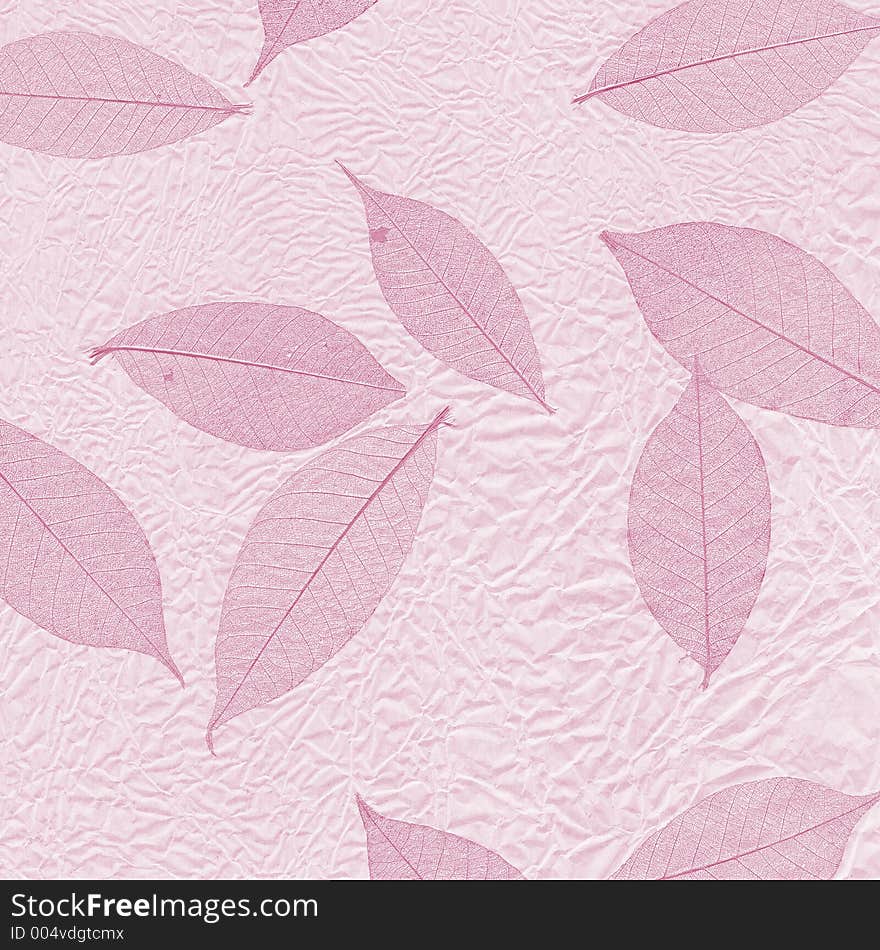 Scrunched paper and leaf skeleton design in pink. Scrunched paper and leaf skeleton design in pink.