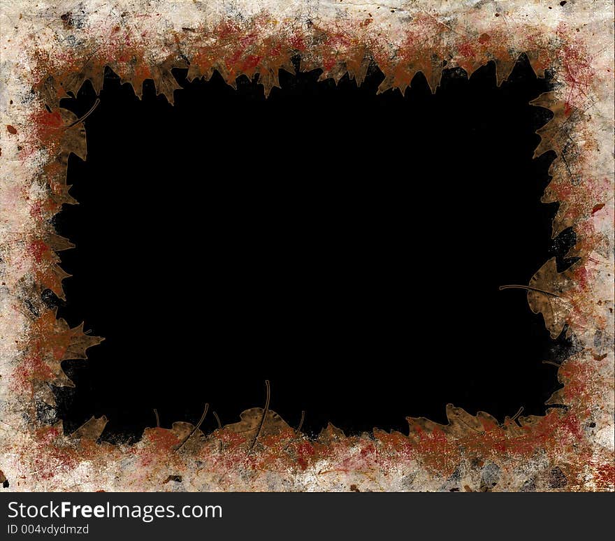 Autumnal Grunge Frame, on black. (Brushes made from real leaves.). Autumnal Grunge Frame, on black. (Brushes made from real leaves.)